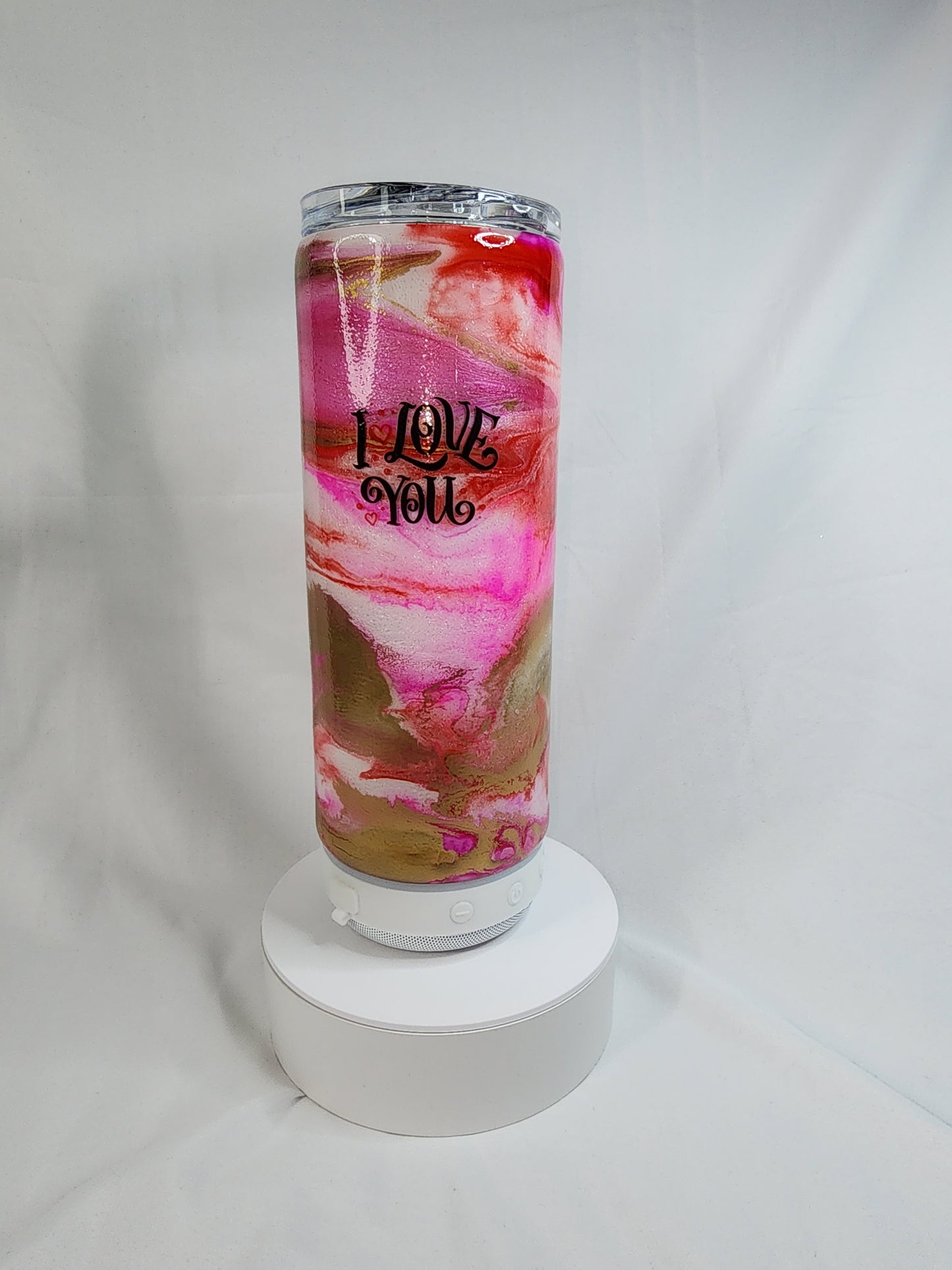 42-"I love you" red 20 oz speaker tumbler