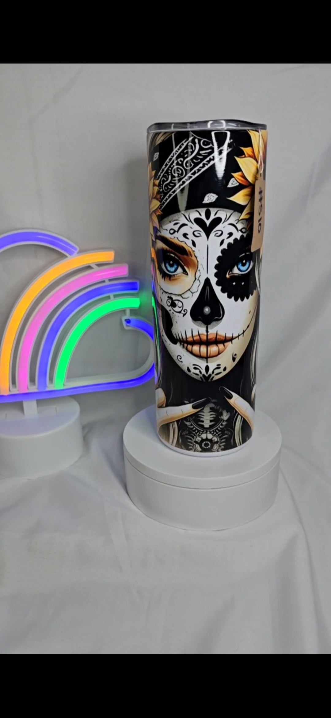 S10- 20 oz Sunflower Day of dead Sublimation tumbler