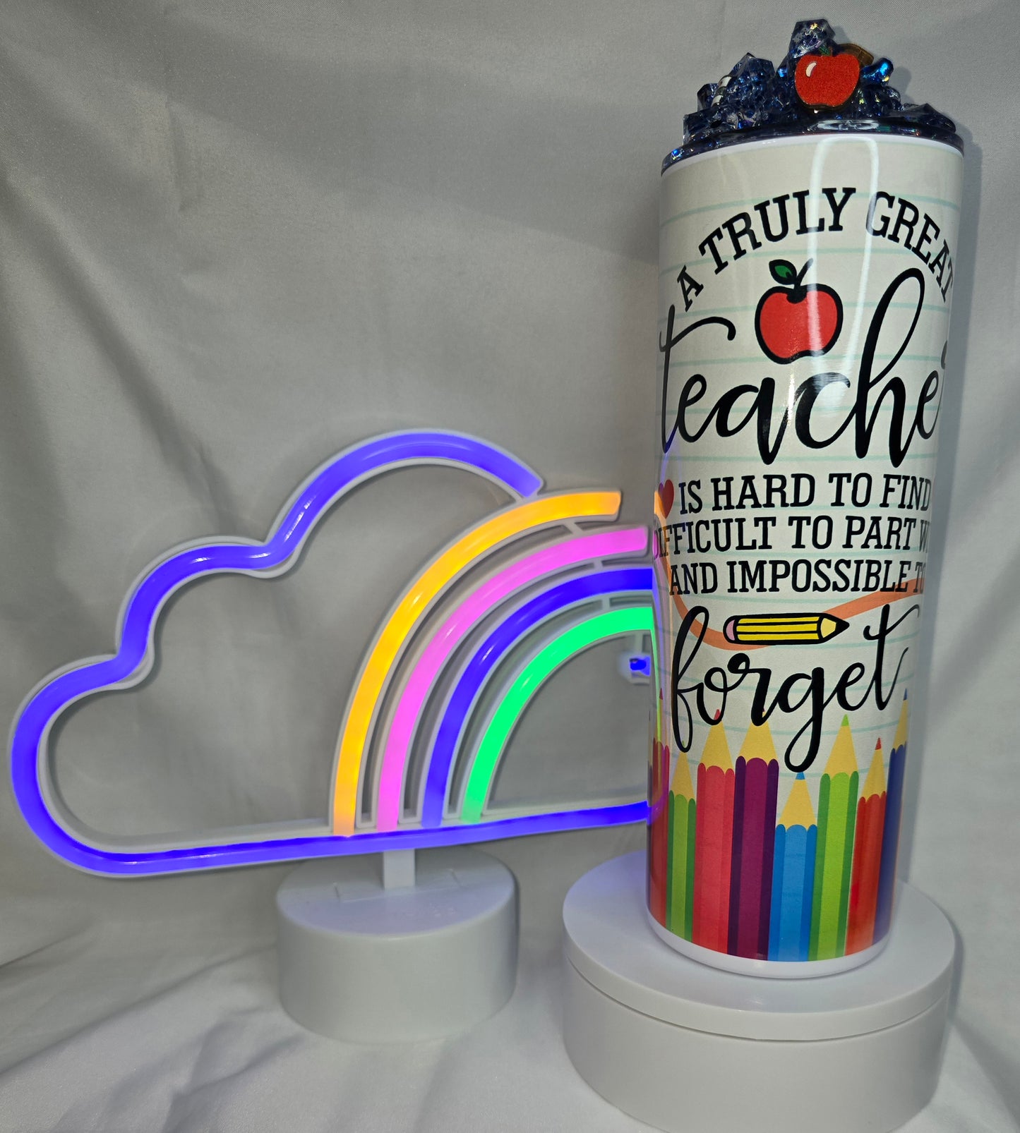S46- Great Teacher 20 oz sublimation with decorative topper