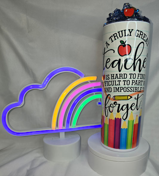 S46- Great Teacher 20 oz sublimation with decorative topper