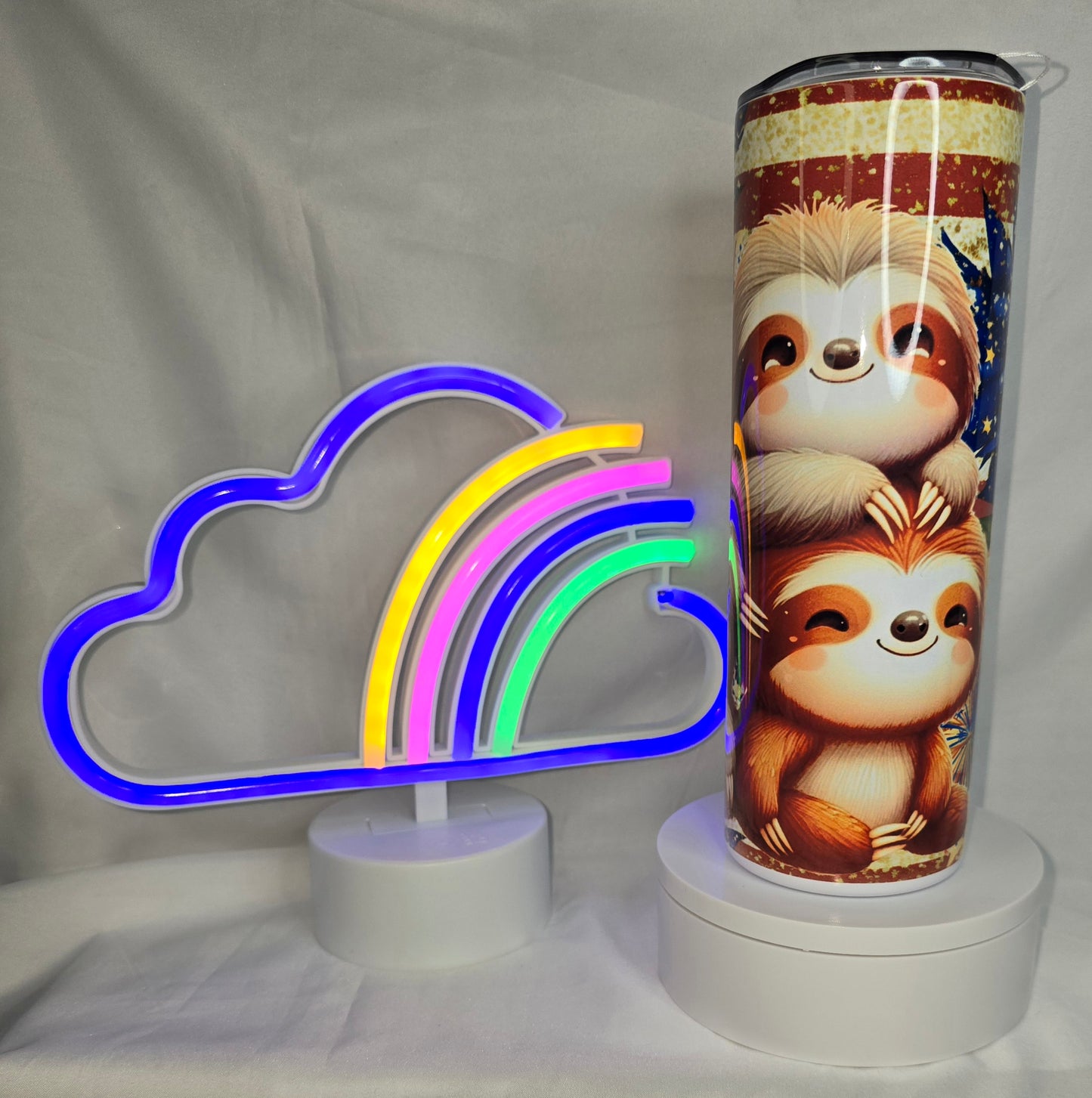 S32- Patriotic sloth 20 oz sublimated tumbler
