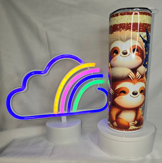 S32- Patriotic sloth 20 oz sublimated tumbler