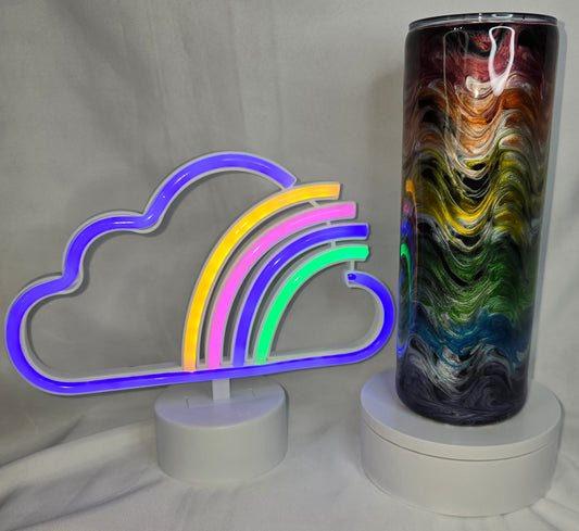 147- 20 oz dark rainbow waves tumbler