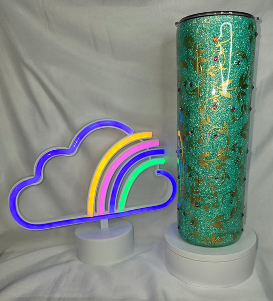 176- 30 oz glitter vines duo tumbler
