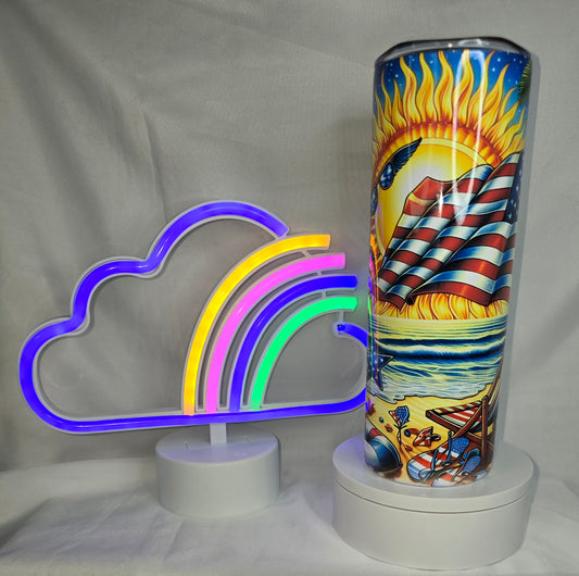 S30- Patriotic Beach 20 oz sublimated tumbler/damaged clearance