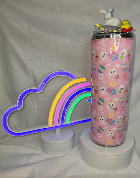 172- Easter bunny 20 oz epoxy tumbler with decorative topper