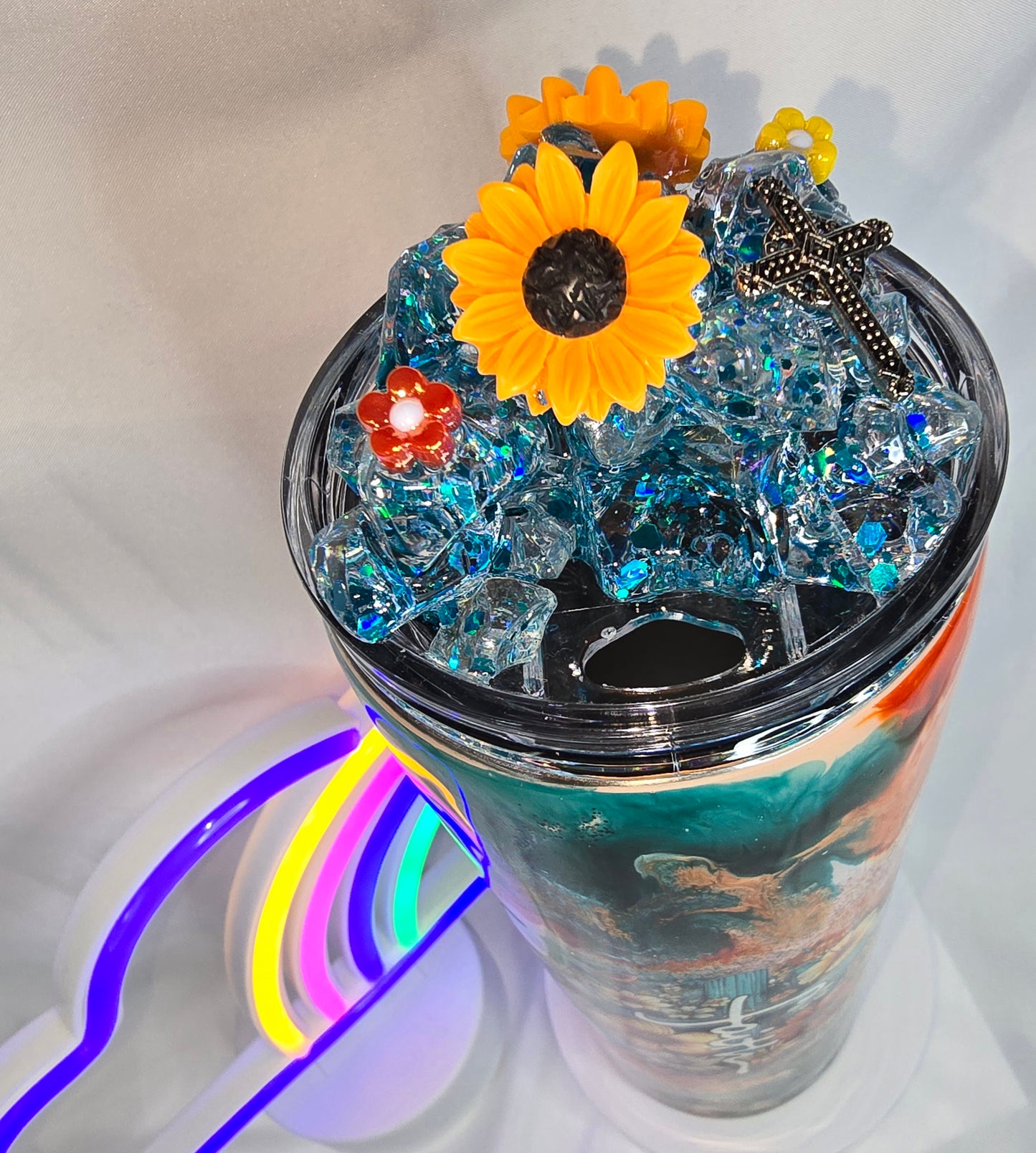 174- Faith 30 oz epoxy tumbler with decorative topper