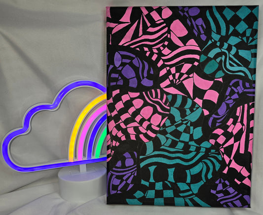 C2- 9x12 hand drawn tangle art canvas