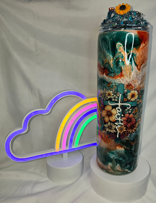 174- Faith 30 oz epoxy tumbler with decorative topper