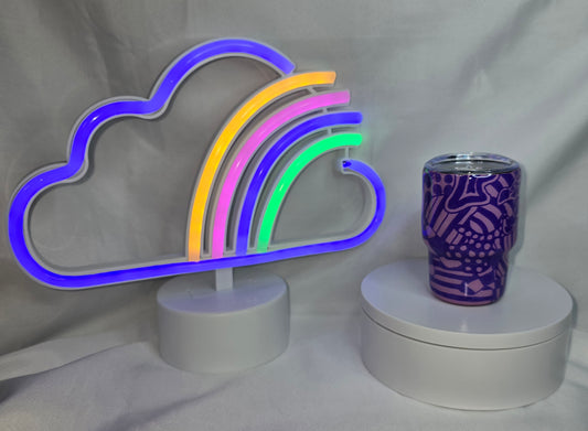 162- 3 oz purple tangle art shot tumbler