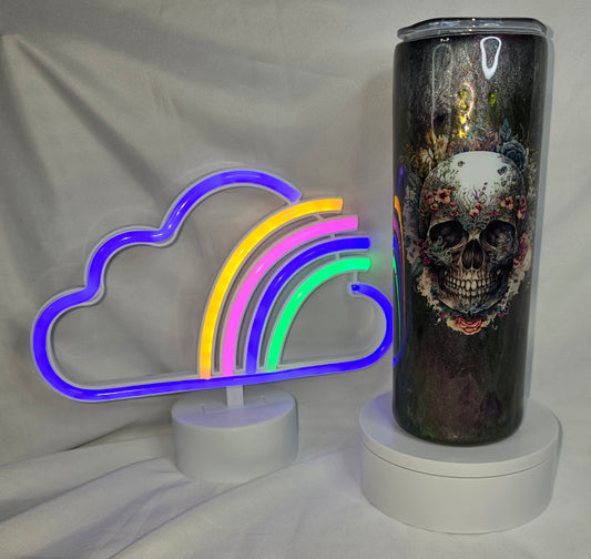 153- 20 oz dark skull and flowers