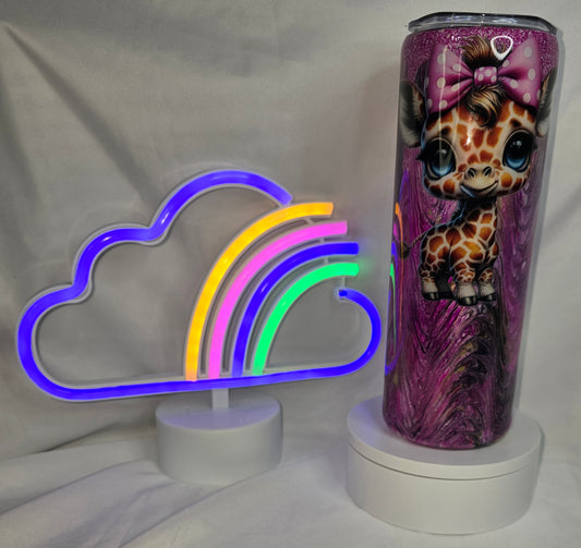 152- 20 oz purple giraffe tumbler