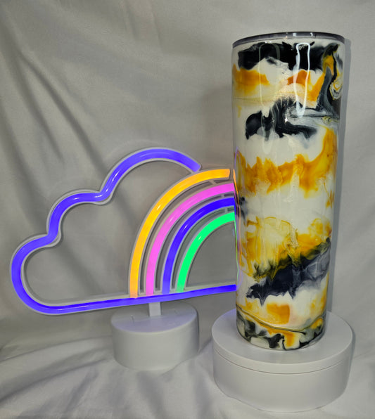178- 20 oz black and yellow ink drop tumbler