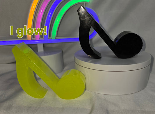 Large glow in the dark resin music note