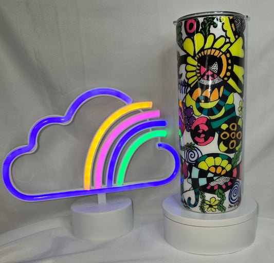 161- 20 oz playful flower tangle art tumbler