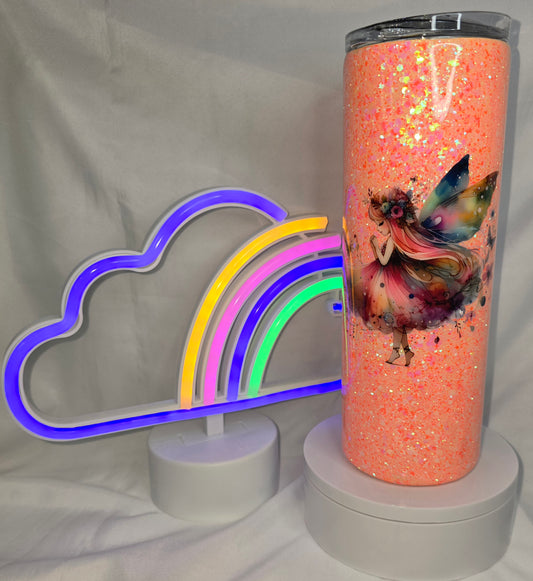 173-Fairy and flowers 20 oz epoxy tumbler