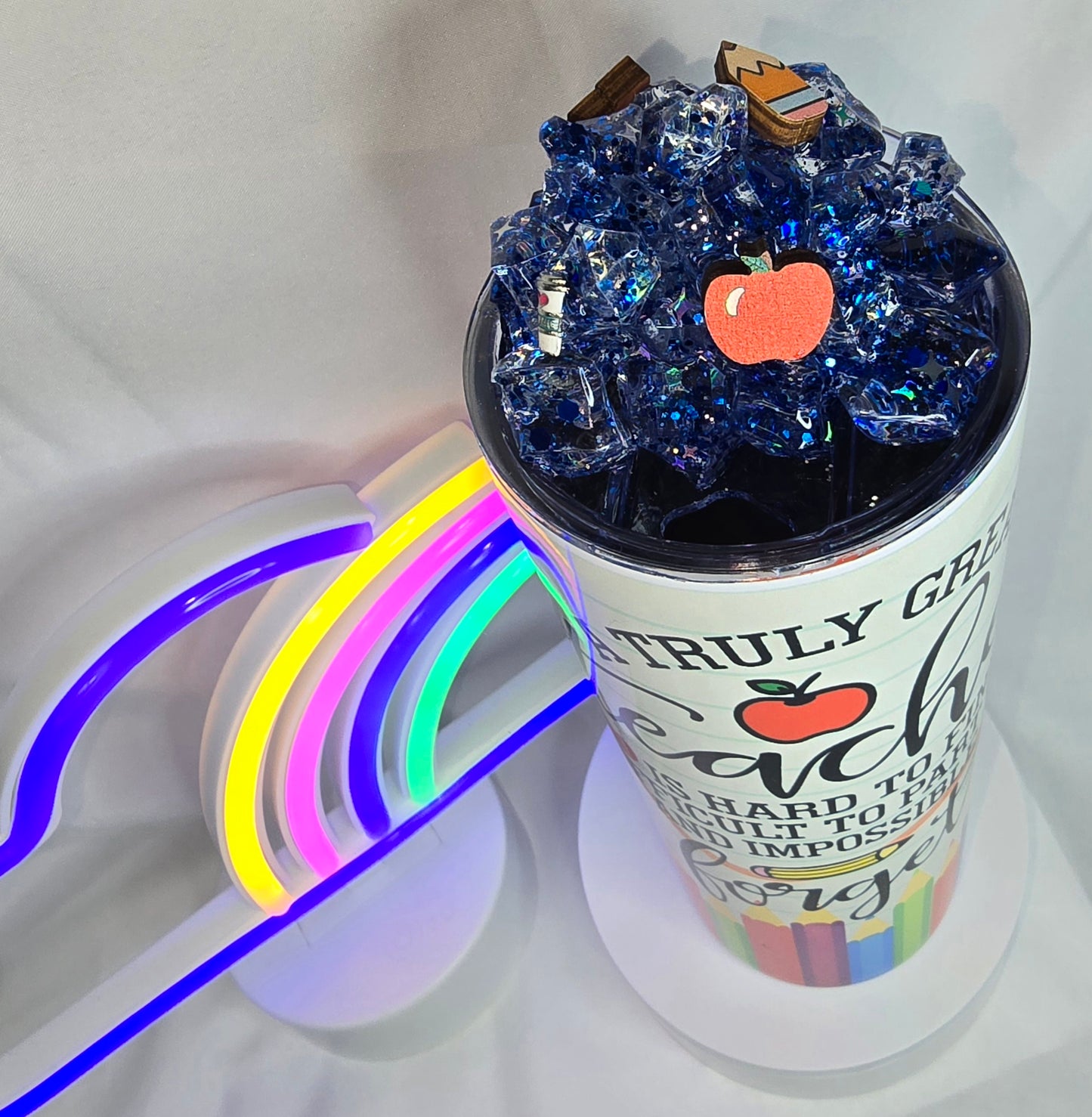 S46- Great Teacher 20 oz sublimation with decorative topper