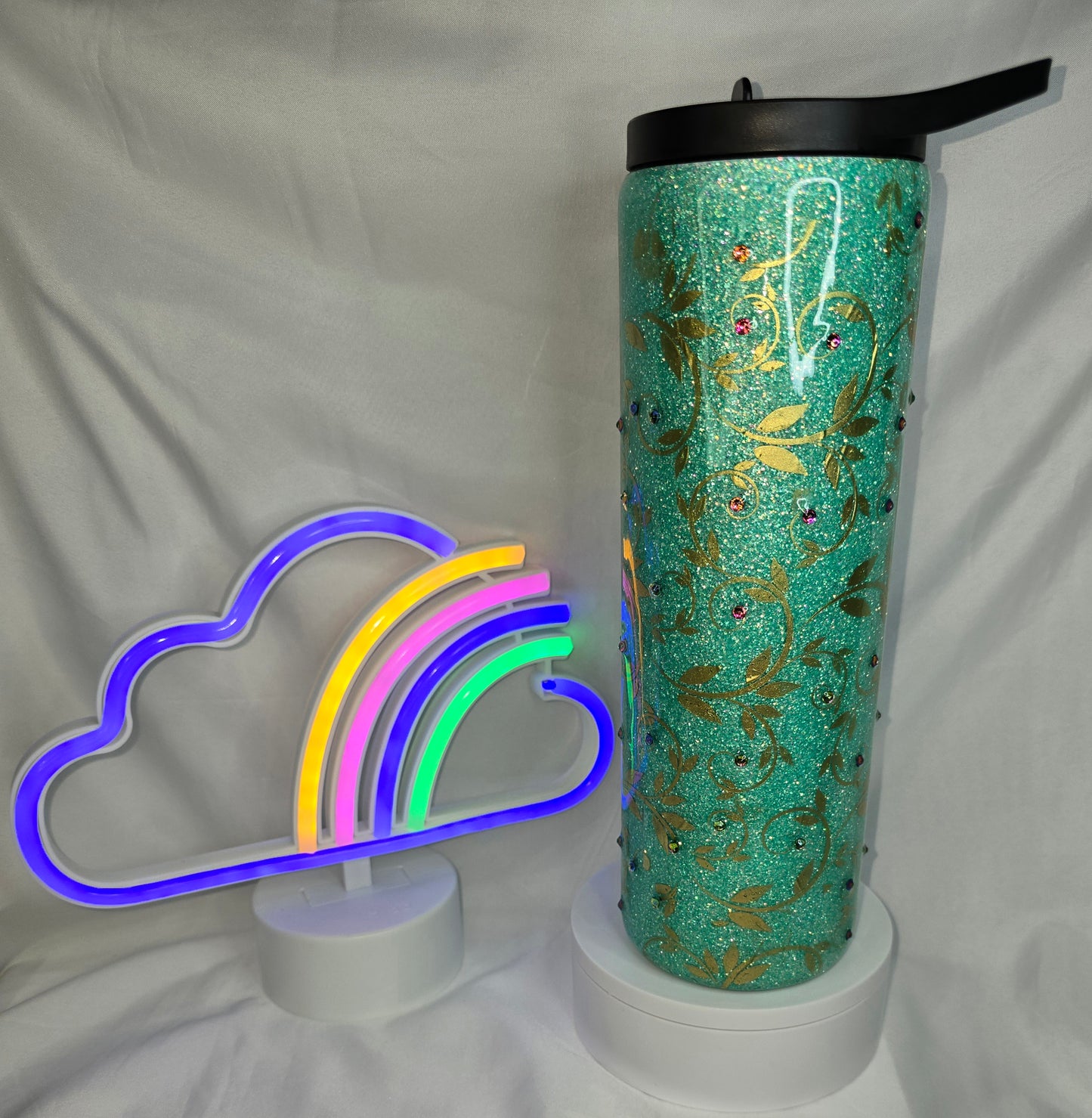 176- 30 oz glitter vines duo tumbler