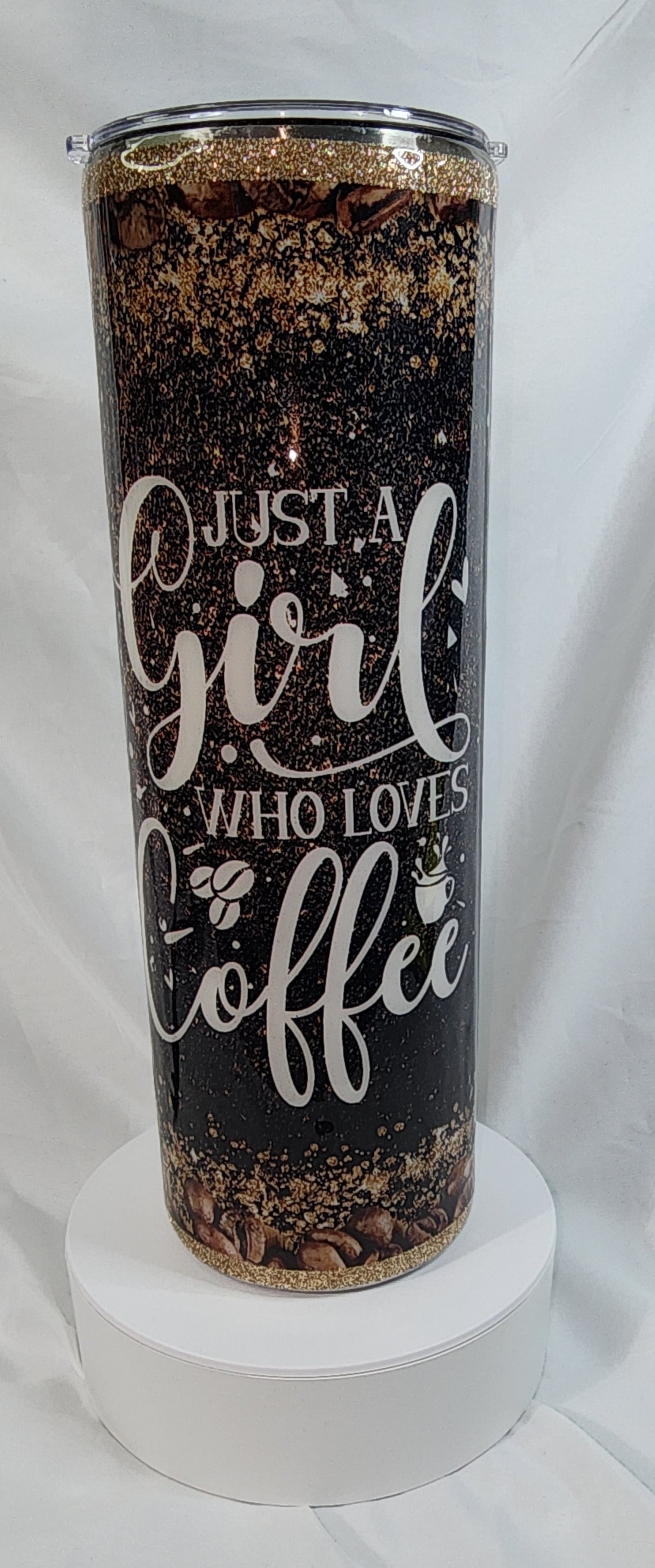 28-Gnome Girl who loves coffee 30 oz Skinny tumbler