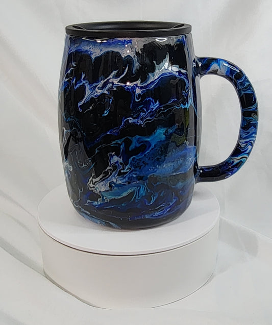 31-Blue alcohol ink Coffee mug