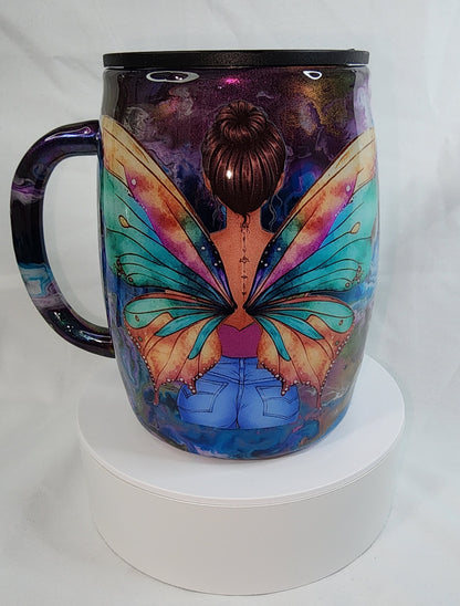 35-Butterfly girl 14 oz Coffee Mug