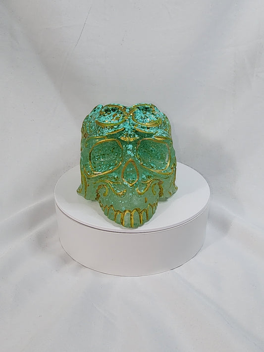 R4-Turqouis Skull pen/brush holder