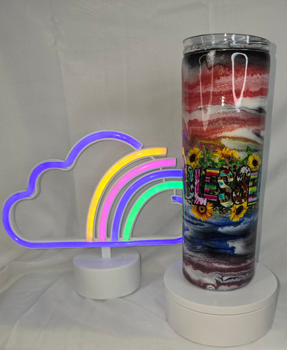 76-Rainbow Blessed 20 oz tumbler