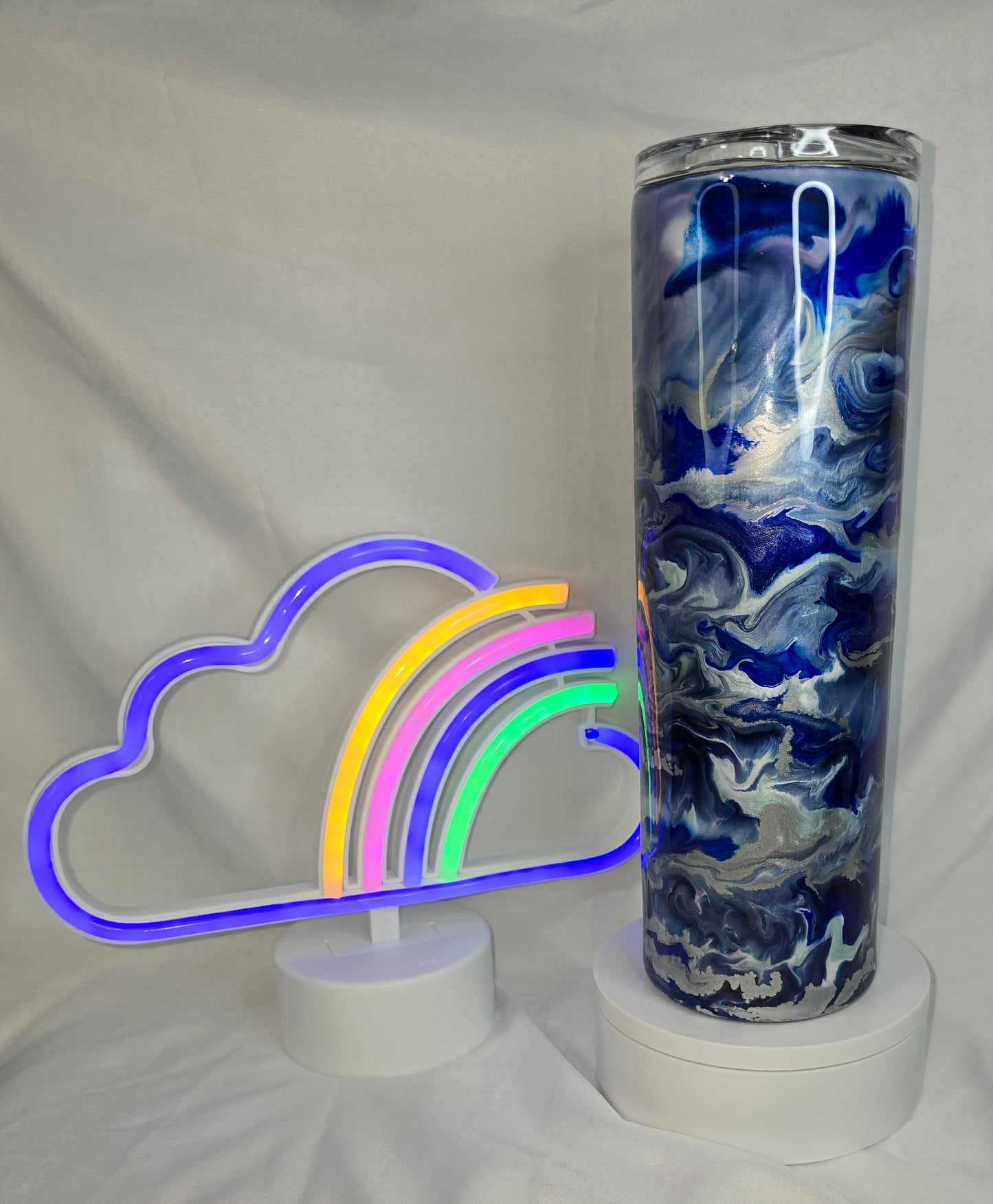 85-30 oz Blue inkdrop stainless tumbler