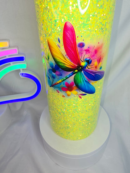 95-20 oz yellow dragonfly tumbler