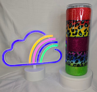 104-Rainbow leopard print 20 oz tumbler