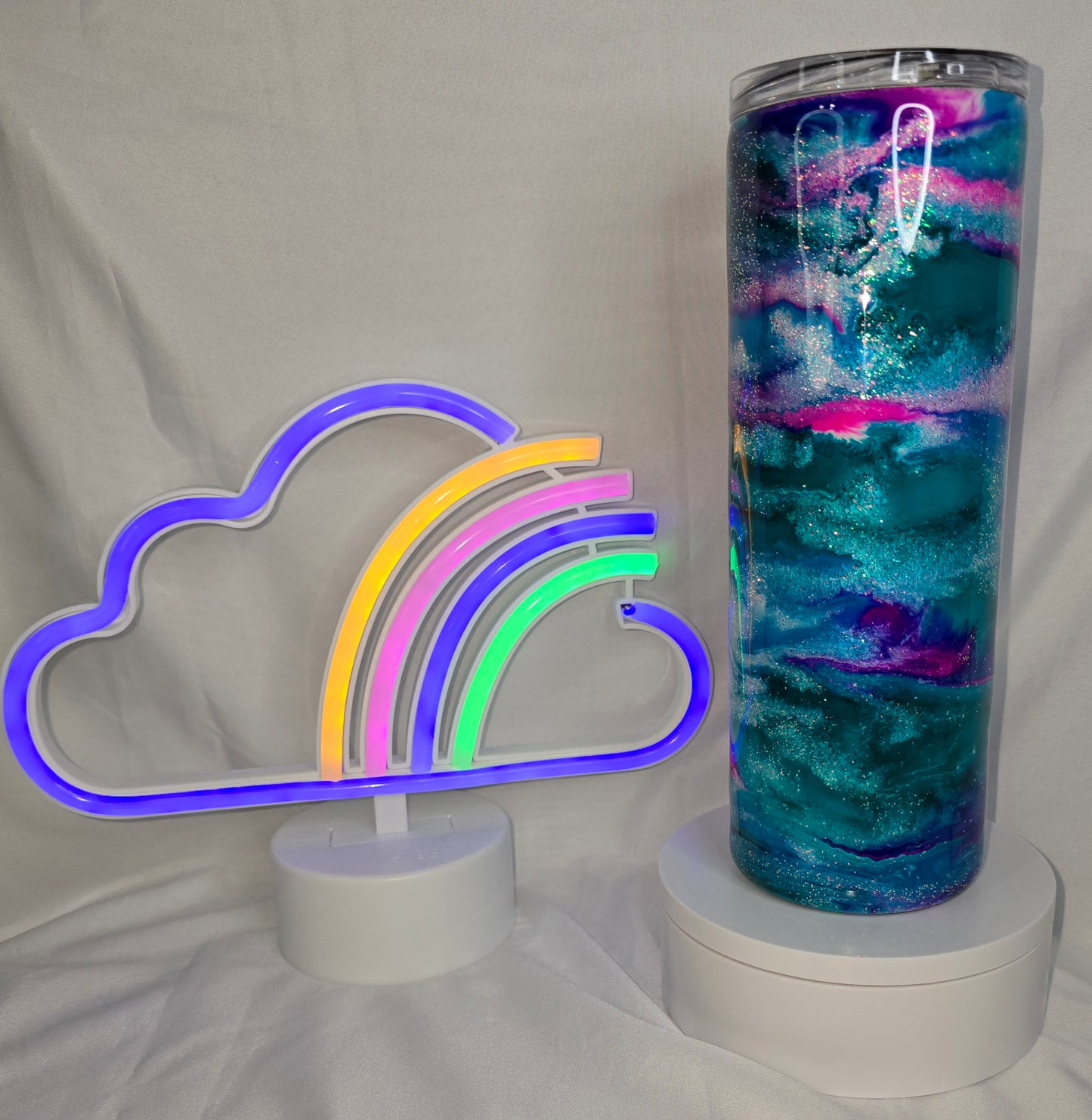 105-Blue and pink 20 oz tumbler