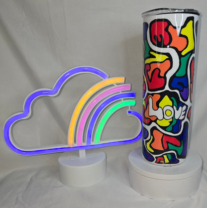 120- Rainbow Love hand drawn 20 oz tangle art tumbler