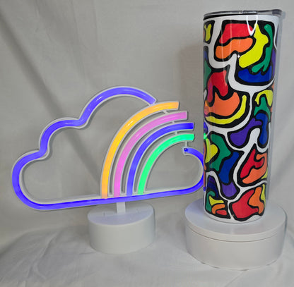 120- Rainbow Love hand drawn 20 oz tangle art tumbler