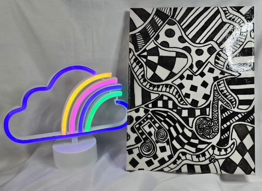 C1- 9x12 Hand drawn tangle art on canvas