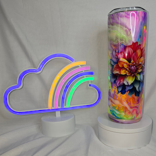 126- Neon Flower Power 20oz tumbler