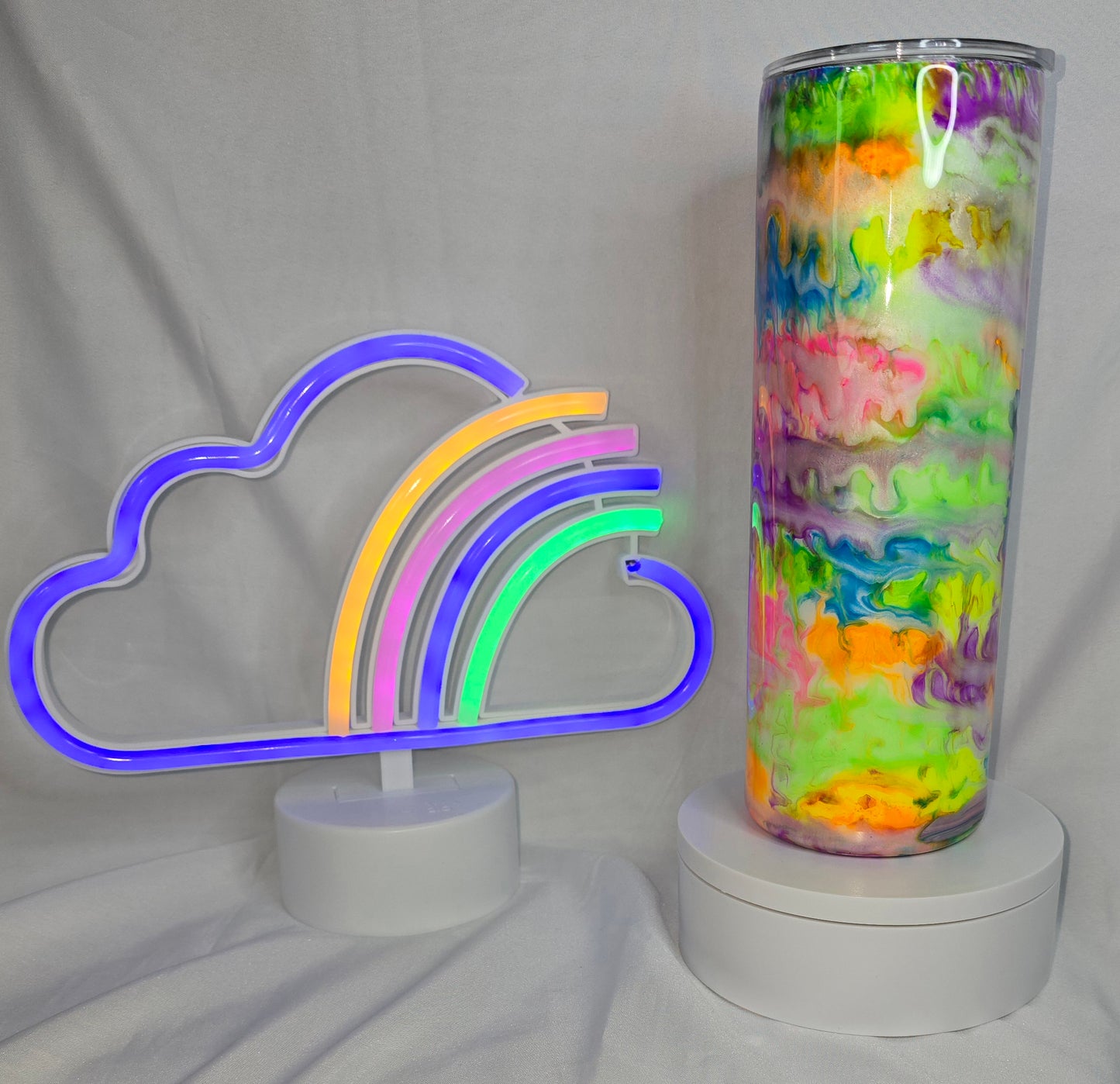 126- Neon Flower Power 20oz tumbler