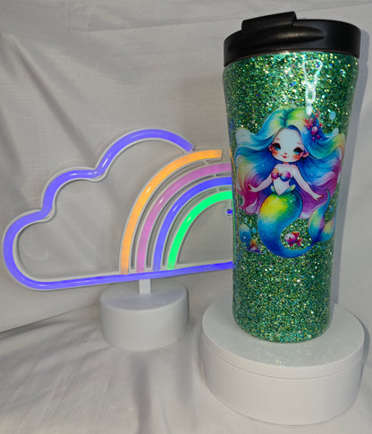 130- 16 oz mermaid travel coffe tumbler