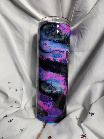 11-Pink and Purple Butterfly 20oz Skinny Tumbler