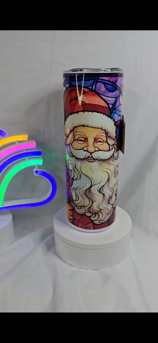 S15- 20 oz stained glass Santa sublimation tumbler