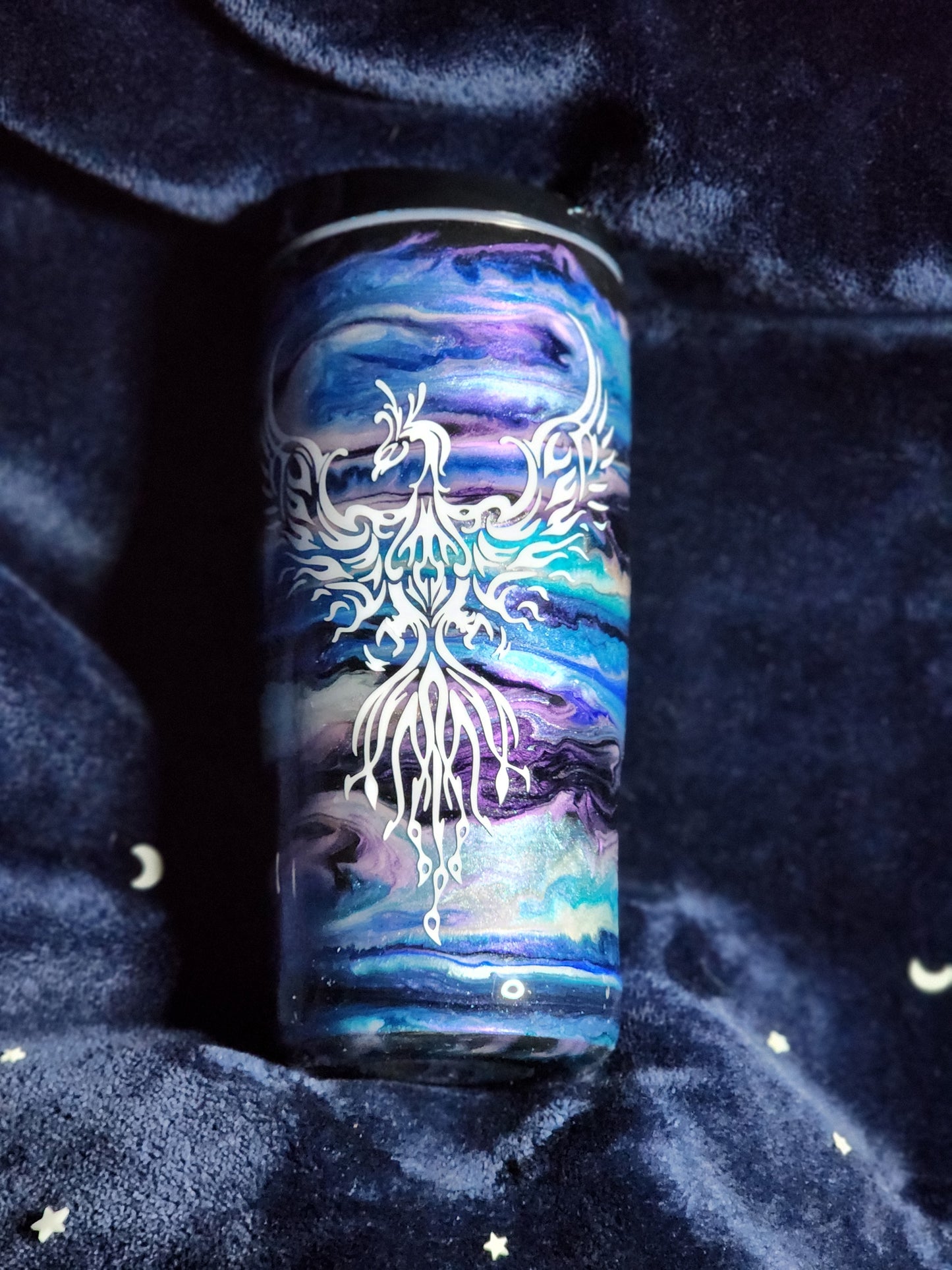 9-Blue and Purple Phoenix 20 oz Tumbler