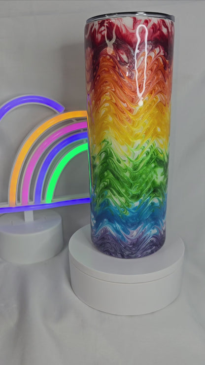 129- Rainbow waves 20 oz tumbler