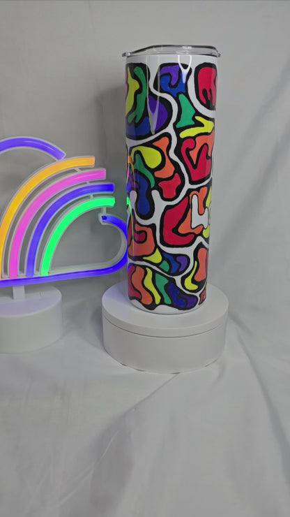 120- Rainbow Love hand drawn 20 oz tangle art tumbler