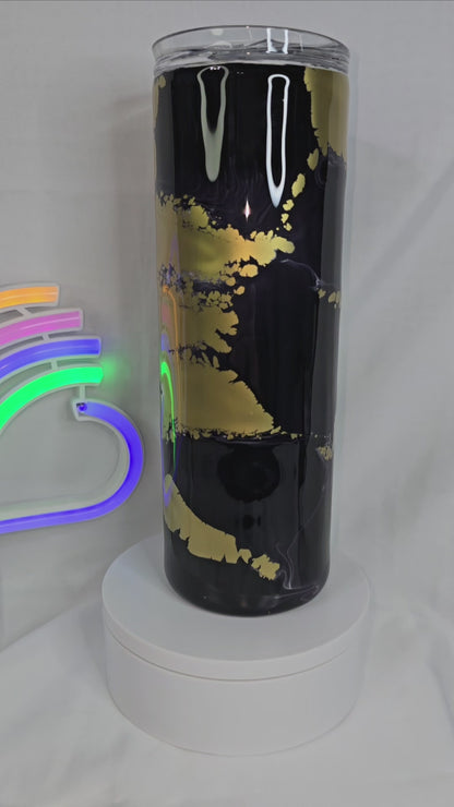 132- 20 oz Black and Gold epoxy tumbler