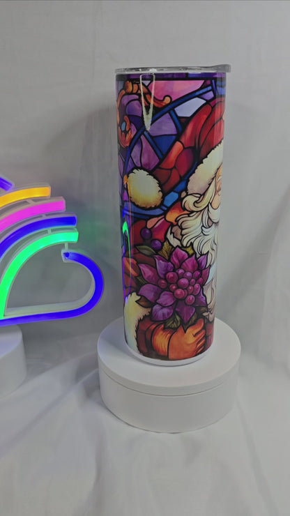 S15- 20 oz stained glass Santa sublimation tumbler